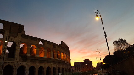 italy, roma, Colosseum, sunrise