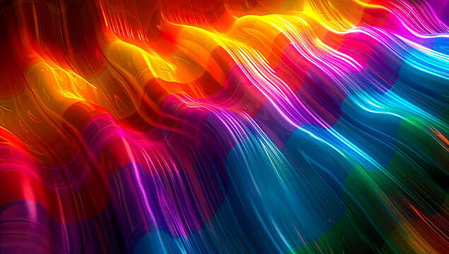 Futuristic Light Wave Abstract, Digital Design with Bright Blue Neon Lines