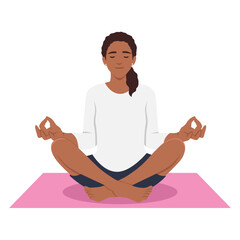 Meditation health benefits for body, mind and emotions. Flat vector illustration isolated on white background