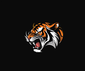 tiger head mascot logo design illustration