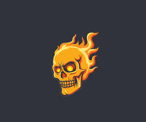 skull head with fire logo design mascot