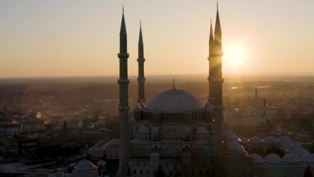 Selimiye Mosque exterior view in Edirne City of Turkey. Edirne was capital of Ottoman Empire.