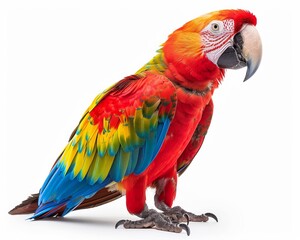 Fototapeta premium Macaw with vibrant feathers isolated on white