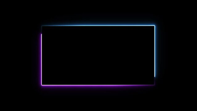 Abstract glowing neon rectangle frame and seamless loop animation 4k video.