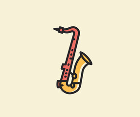 saxophone logo design illustration