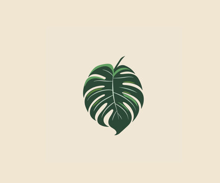 tropical leaves logo design template