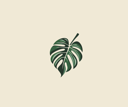 tropical leaves logo design template