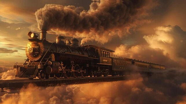 Sunset's Embrace on Winter Forest Locomotive seamless looping time-lapse virtual 4k video animation background.