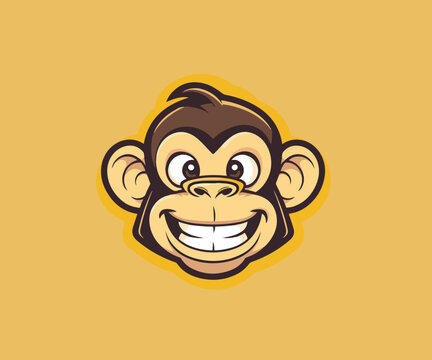 monkey head cartoon illustration logo