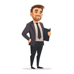 Obraz premium Cheerful Insurance Broker in Stylish Formal Attire, Exuding Confidence with Document in Hand