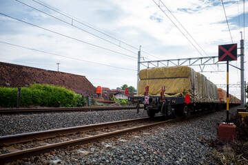 Railway tracks around settlements in rural areas in Indonesia