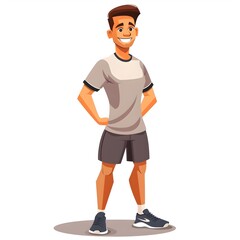 Cheerful Fitness Trainer Strikes a Confident Pose in Vibrant Sportswear