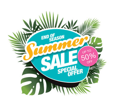 Summer sale banner design vector illustration