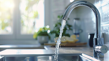 Chrome Faucet Cascading Water
