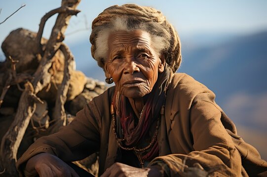 Trible old woman. AI generated image.