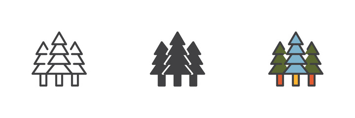 Forest trees different style icon set