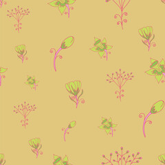 Vector seamless pattern floral pattern. Tropical botanical trendy pattern