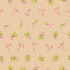 Vector seamless pattern floral pattern. Tropical botanical trendy pattern