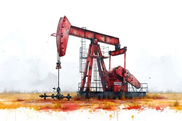Vector illustration of an oil rig Use for lessons on oil drilling, energy, petrochemicals or engineering, for presentations on energy business, investment, technology, oil price or the environment.