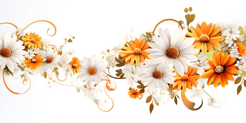 floral  with flowers white and yellow delightful aesthetic beauty with white background
