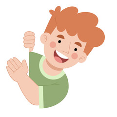Illustration of a little boy hiding
