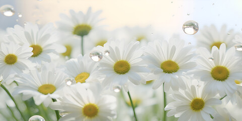 daisies in a field white flower  aesthetic dreamy enchanting graceful with water background
