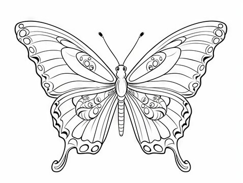 Hand-drawn butterfly patterns for coloring - intricate design illustration for creative relaxation, suitable for all ages
