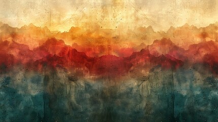 Earthy watercolor stains create a horizontal abstract background - obrazy, fototapety, plakaty