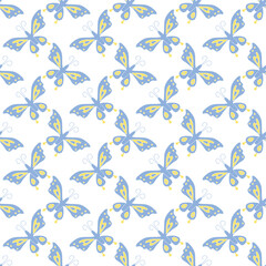 Seamless butterfly pattern. ornament with butterflies. drawn spring illustration