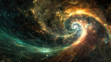 Galactic Heart Spirals and Cosmic Phenomena - obrazy, fototapety, plakaty