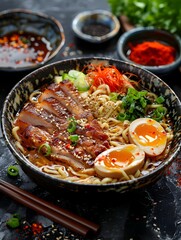 Hot and Delicious Ramen Bowl in Asian Style