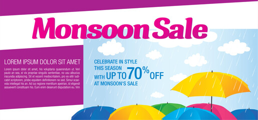 Monsoon sale banner template design