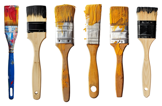 paint brushes on white background. PNG