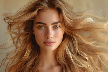 Obraz premium 髪がなびく女性 美容のイメージ