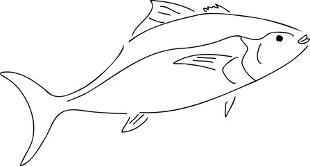 シンプルなマグロの線画の魚