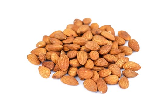 Almond brown color put on white  background with concept isolatate pictures.Almond give the energy from natural.