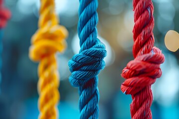 A diverse team of ropes symbolizing strength unity and cooperation against a blurred background. Concept Teamwork, Unity, Strength, Diversity, Collaboration