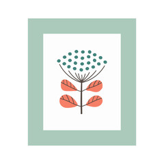 Rectangular card with abstract flower in flat style