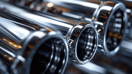 Close-up view of a high-performance sports car exhaust system, showcasing the intricate design...