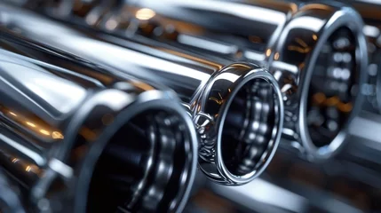 Cercles muraux Moto Close-up view of a high-performance sports car exhaust system, showcasing the intricate design details via 3D rendering, highlighting engineering precision and modern aesthetics.