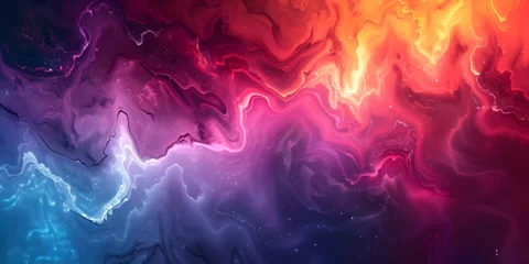 Fotobehang Rainbow Colored Background With Smoke, A Bliss of Colors An abstract wallpaper that blends vibrant shades and fluid shapes.  © Rabia