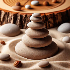 Fototapeta na wymiar zen stones on the sand, spa concept, zen and meditation