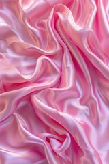 Fototapeta premium Detailed view of pink satin fabric, suitable for fashion or textile designs
