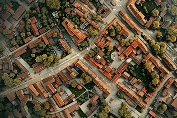 Foto op Aluminium Aerial view of a small town, perfect for urban planning projects © Fotograf
