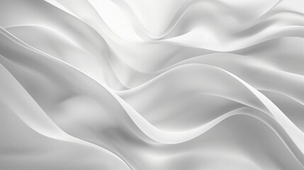 Smooth undulating curves of white silky fabric creating an abstract luxurious background. - obrazy, fototapety, plakaty