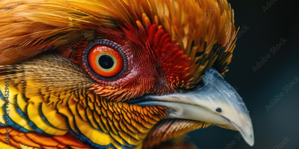 Poster close up of a bird with a striking red eye. suitable for nature and wildlife themes