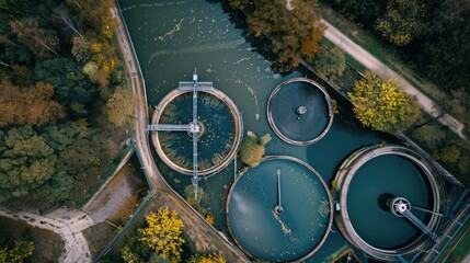 A group of water tanks sitting next to each other. Suitable for industrial and environmental concepts