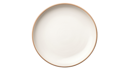 Empty ceramic round plate isolated on transparent and white background.PNG image.