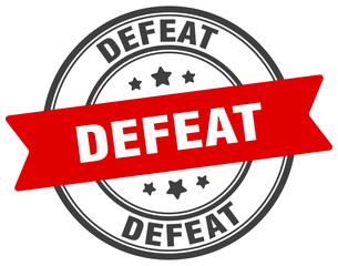 defeat stamp. defeat label on transparent background. round sign