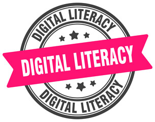 digital literacy stamp. digital literacy label on transparent background. round sign